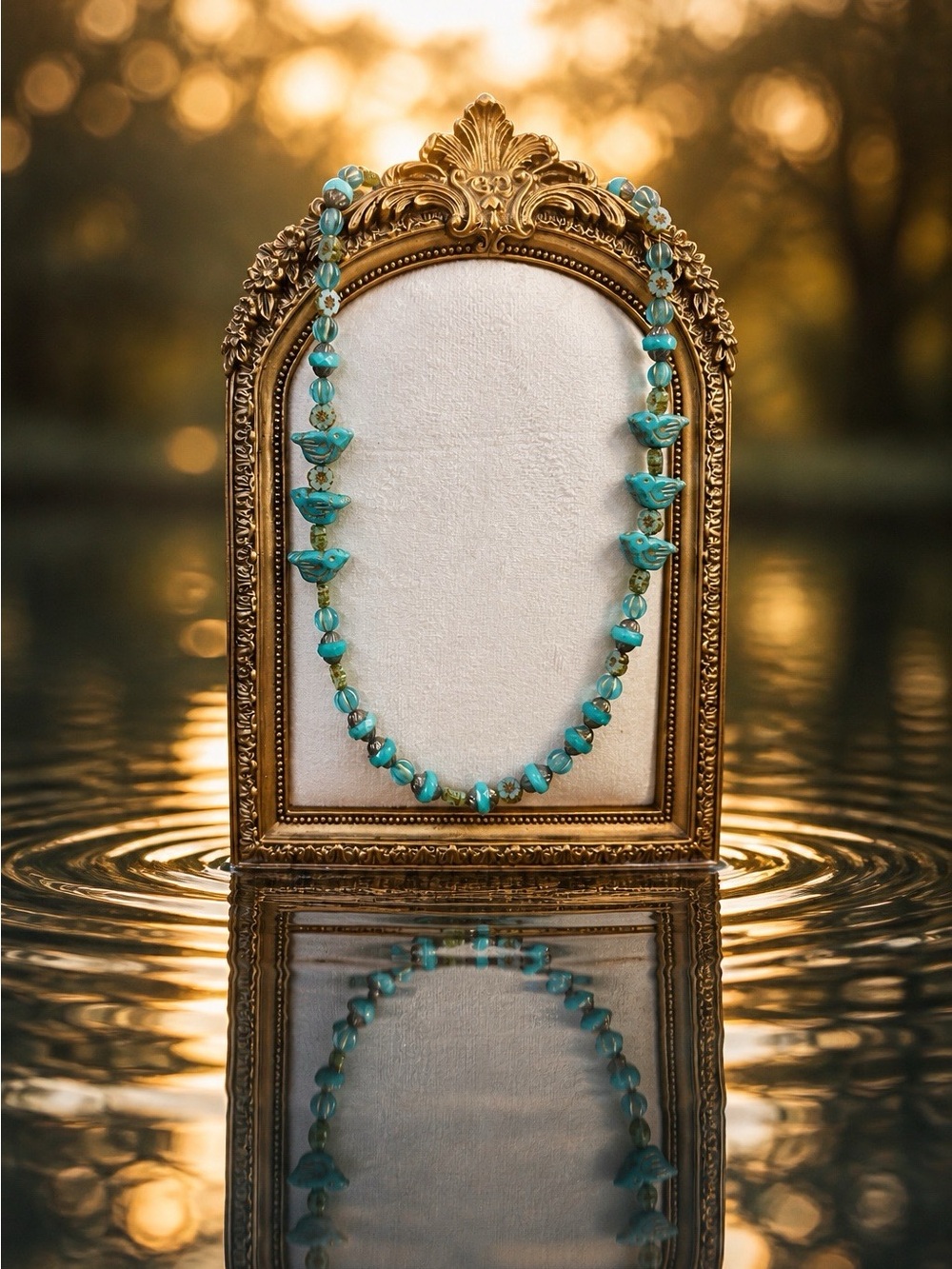 Turquoise Bead Necklace - Blue-Green Strand